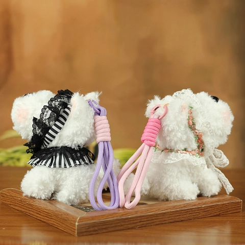 Simpatico Ciondolo Portachiavi a Forma di Cane Peluche West Highland White Terrier Bambola di Pezza per Decorazione Borsa Portachiavi Donna