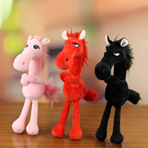 Funny Grumpy Horse Plush Toy Keychain Long Neck Listless Face Stuffed Animal Mascot Bag Charm Decorative Gift For Kids Adults