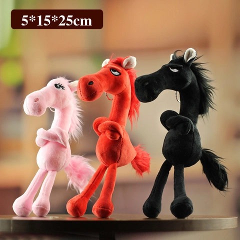 Funny Grumpy Horse Plush Toy Keychain Long Neck Listless Face Stuffed Animal Mascot Bag Charm Decorative Gift For Kids Adults