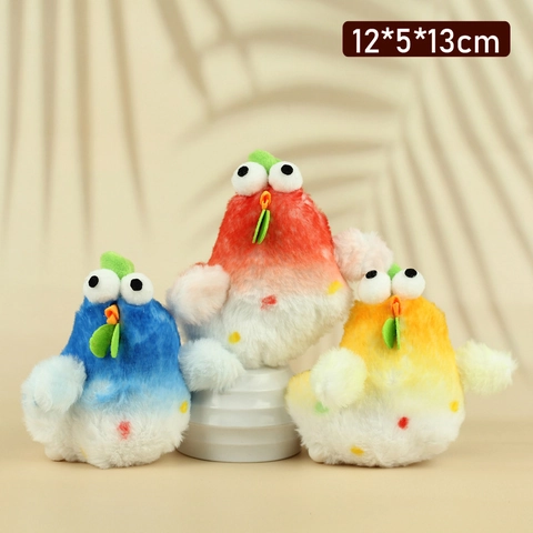 Llavero de Pollito de Peluche Lindo Color Degradado Ojos Grandes Juguete Antiestrés Colgante Para Decoración de Bolsos y Llaves Regalo