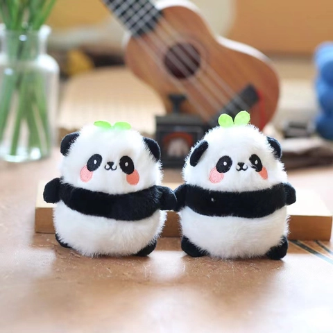 Panda Plüsch Schlüsselanhänger Langhaar Weiches Tier Taschenanhänger Mit Metallring Und Sprossen Dekor