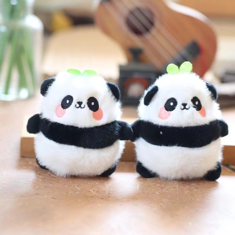 Panda Plüsch Schlüsselanhänger Langhaar Weiches Tier Taschenanhänger Mit Metallring Und Sprossen Dekor