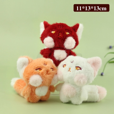 Cute Cartoon Plush Fox Cat Keychain Pendant Soft Stuffed Animal Doll Bag Hanging Ornament With Metal Buckle For Gift