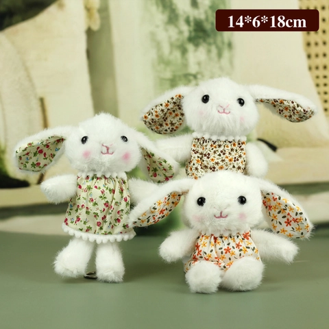 Süßer Hase Plüsch Schlüsselanhänger Mit Blumenkleid Weiche Gefüllte Kaninchenpuppe Für Taschendekoration Geschenke Für Damen Mädchen