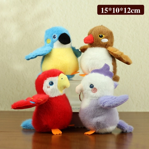 Simpatico Portachiavi a Forma di Uccello in Peluche Morbido Pappagallo Passero Animale Ciondolo per Borsa e Zaino