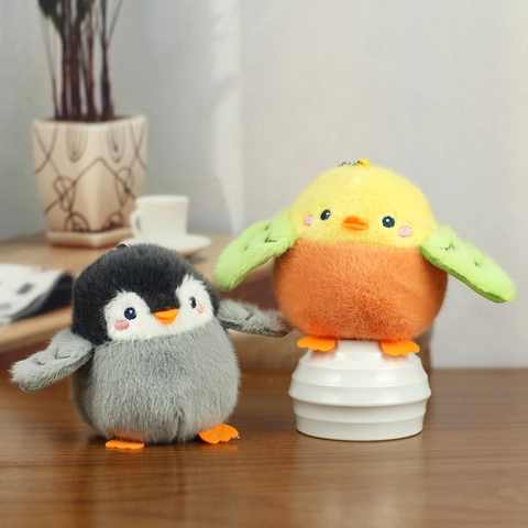 Cute Spherical Plush Penguin Bird Pendant Keychain Kawaii Soft Stuffed Animal Doll Bag Ornament For Kids Girls Gift