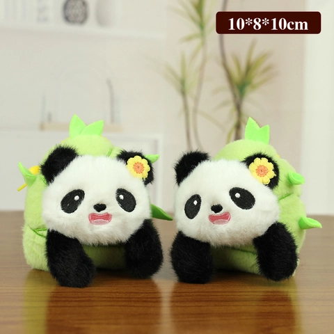 Panda Plush Keychain Cute Bamboo Shoot Panda Doll Pendant Soft Stuffed Toy For Bag Decor Keyring Accessories Novelty