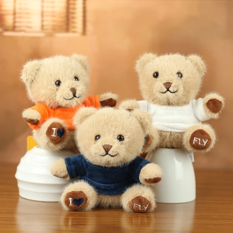 Cute Plush Teddy Bear Keychain With Hoodie Mini Stuffed Animal Doll Bag Charm For Women Girls Gift Kawaii Accessory