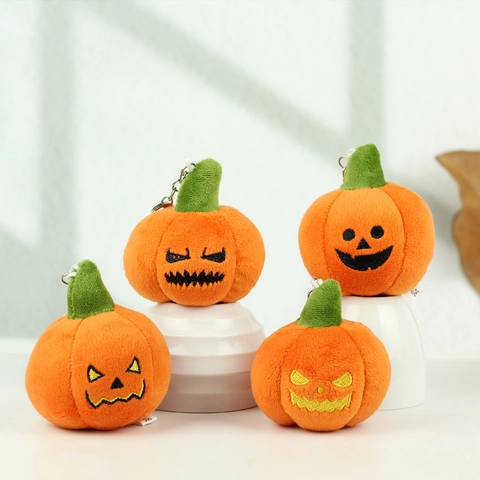 Halloween Pumpkin Plush Keychain Funny Jack-O-Lantern Stuffed Toy Pendant Bag Charm For Kids Party Home Decoration Gift
