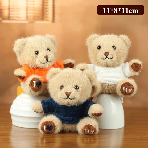 Cute Plush Teddy Bear Keychain With Hoodie Mini Stuffed Animal Doll Bag Charm For Women Girls Gift Kawaii Accessory