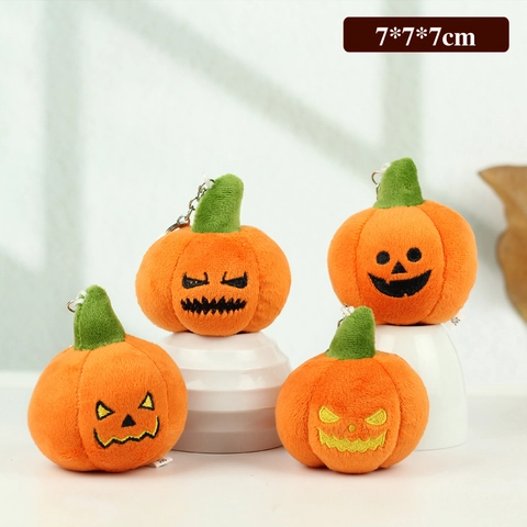 Halloween Pumpkin Plush Keychain Funny Jack-O-Lantern Stuffed Toy Pendant Bag Charm For Kids Party Home Decoration Gift