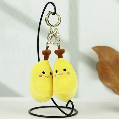 Schattig Fruit Pluche Sleutelhanger Banaan Patat Vorm Zacht Knuffelpop Hanger Voor Tas Rugzak Auto Accessoire Kawaii Cadeau