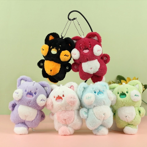 Süßer Cartoon Katze Plüsch Schlüsselanhänger Anhänger Weiches Stofftier Tasche Zubehör Für Kinder Damen Geschenk