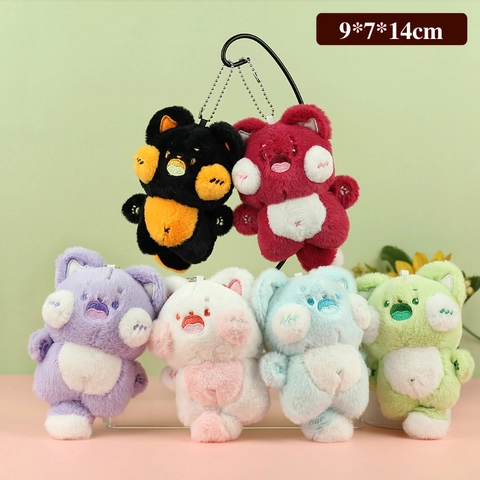 Süßer Cartoon Katze Plüsch Schlüsselanhänger Anhänger Weiches Stofftier Tasche Zubehör Für Kinder Damen Geschenk