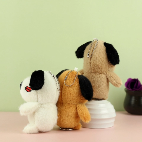 Schattige Pluche Hond Sleutelhanger Grote Oren Hanger Met Rode Lippen Borduurwerk Zacht Knuffeldier Rugzak Decoratie