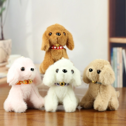 Cute Plush Dog Keychain Puppy Pendant Soft Stuffed Animal Toy With Heart Ribbon Bell For Bag Decoration Small Gift For Girls