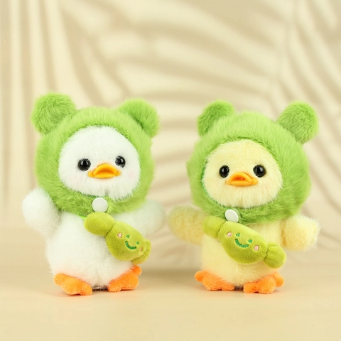 Cute Plush Duck Keychain Pendant Frog Costume Transformation Soft Stuffed Animal Bag Charm Key Ring Toy For Kids Women Gift