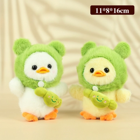 Cute Plush Duck Keychain Pendant Frog Costume Transformation Soft Stuffed Animal Bag Charm Key Ring Toy For Kids Women Gift