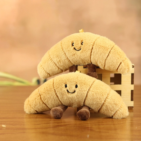 Cute Croissant Plush Keychain Soft Smiling Bread Toy Pendant For Bag Backpack Charm Gift Small Bread Doll Decoration