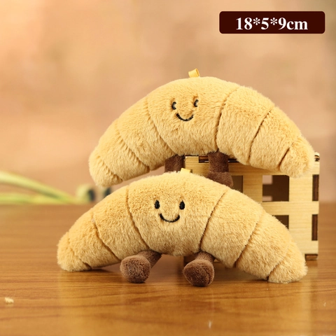 Cute Croissant Plush Keychain Soft Smiling Bread Toy Pendant For Bag Backpack Charm Gift Small Bread Doll Decoration