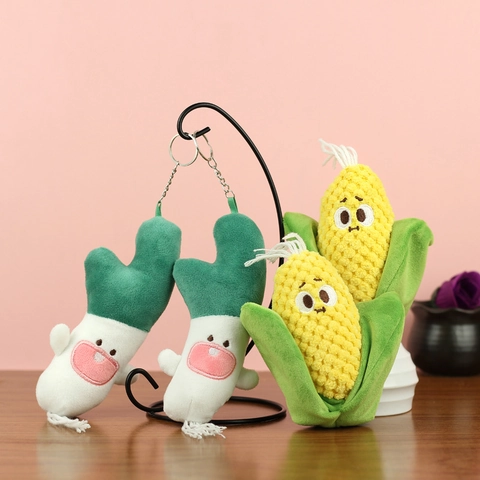 Cute Cartoon Vegetable Plush Keychain Pendant Anthropomorphic Corn Green Onion Soft Stuffed Toy Doll Bag Charm For Kids Women