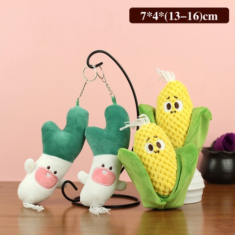 Cute Cartoon Vegetable Plush Keychain Pendant Anthropomorphic Corn Green Onion Soft Stuffed Toy Doll Bag Charm For Kids Women