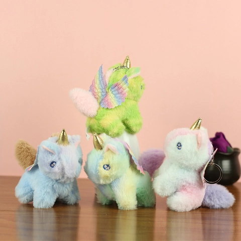 Cute Unicorn Plush Keychain Soft Stuffed Animal Bag Charm Gradient Macaron Color Fantasy Pony Toy Gift For Women Girls