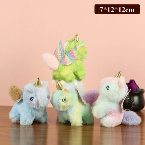 Cute Unicorn Plush Keychain Soft Stuffed Animal Bag Charm Gradient Macaron Color Fantasy Pony Toy Gift For Women Girls