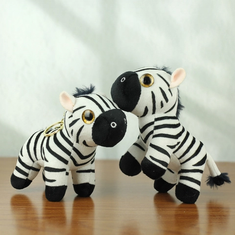 Simpatico Portachiavi in Peluche a Forma di Zebra Morbido Animale di Peluche a Strisce Bianche e Nere Accessori per Borsa Regalo per Bambini Donna
