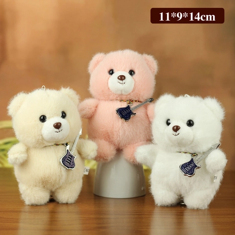 Simpatico Portachiavi a Forma di Orsetto di Peluche Con Ciondolo a Chitarra Morbido Peluche Decorazione Borsa per Bambini Donna