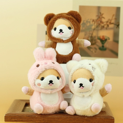 Simpatico Shiba Inu Cane Peluche Portachiavi Pendente Animale Cosplay Orso Coniglio Gatto Ape Morbido Ornamento Borsa Regalo