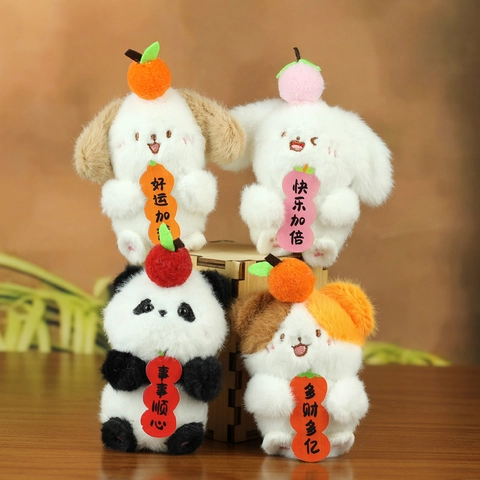 Süßer Plüsch Tier Schlüsselanhänger Frucht Deko Hund Hase Panda Katze Taschenanhänger Weiches Kuscheltier Mit Segensanhängern Geschenk