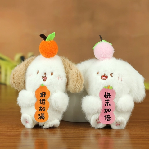 Süßer Plüsch Tier Schlüsselanhänger Frucht Deko Hund Hase Panda Katze Taschenanhänger Weiches Kuscheltier Mit Segensanhängern Geschenk