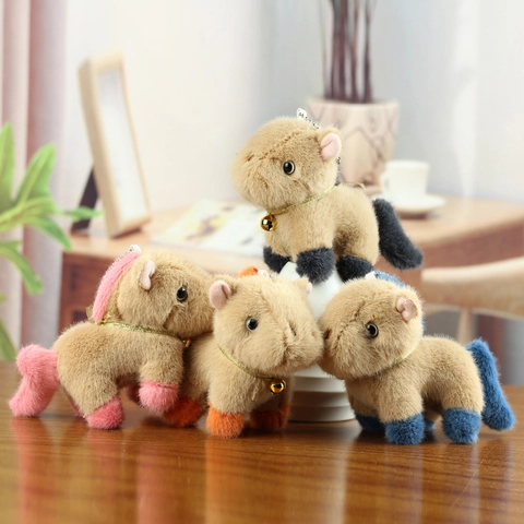 Süßer Capybara Pferd Plüsch Schlüsselanhänger Taschenanhänger Weiches Kuscheltier Puppe Mit Glocke Dekoratives Geschenk