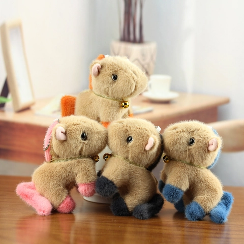 Süßer Capybara Pferd Plüsch Schlüsselanhänger Taschenanhänger Weiches Kuscheltier Puppe Mit Glocke Dekoratives Geschenk