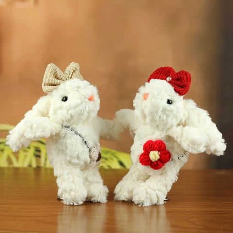 Simpatico Portachiavi in Peluche a Forma di Coniglio con Orecchie Lunghe Ciondolo per Borsa con Fiocco in Maglia Regalo per Donne Ragazze