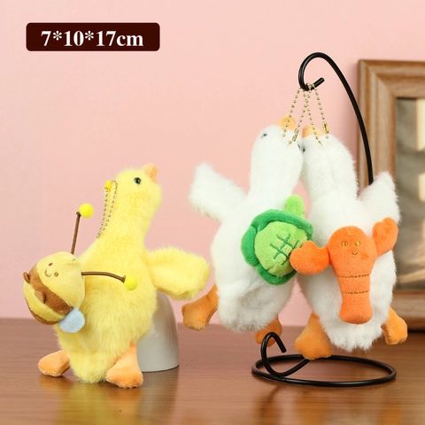 Cute Plush Goose Duck Keychain Pendant Stuffed Animal Toy With Lobster Turtle Bee Bag Decor Gift For Backpack Handbag