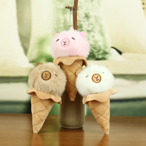 Simpatico Portachiavi in Peluche a Forma di Capibara Creativo Gelato Animale Bambola Ciondolo Borsa per Ragazze Regalo Gioielli