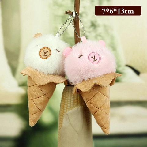 Simpatico Portachiavi in Peluche a Forma di Capibara Creativo Gelato Animale Bambola Ciondolo Borsa per Ragazze Regalo Gioielli