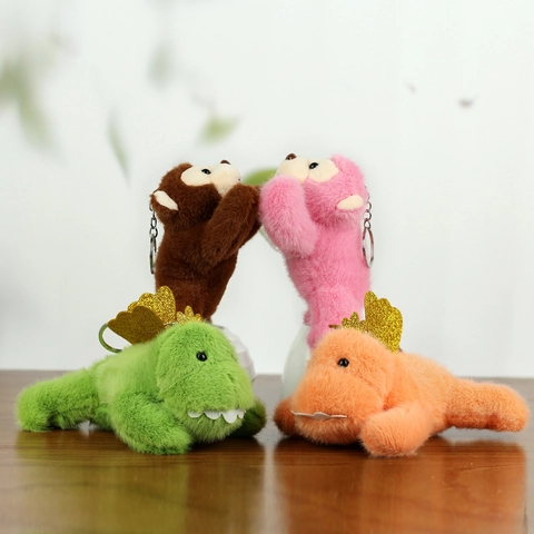 Simpatico Portachiavi di Animali in Peluche Morbida Scimmia Dinosauro Ciondolo per Borsa Ornamento da Appendere per Bambini Amici Regalo