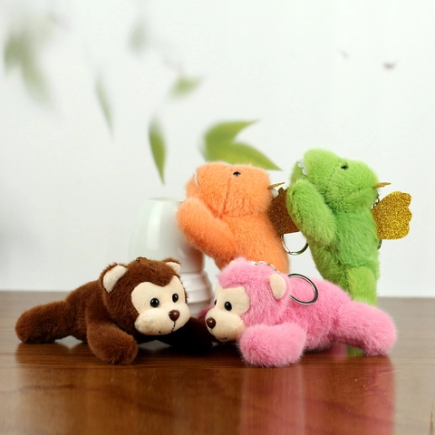Simpatico Portachiavi di Animali in Peluche Morbida Scimmia Dinosauro Ciondolo per Borsa Ornamento da Appendere per Bambini Amici Regalo