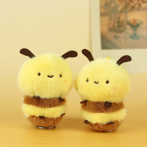 Chubby Bee Plush Keychain Soft Stuffed Animal Doll Bag Pendant For Backpack Car Keys Creative Gift Women Kids