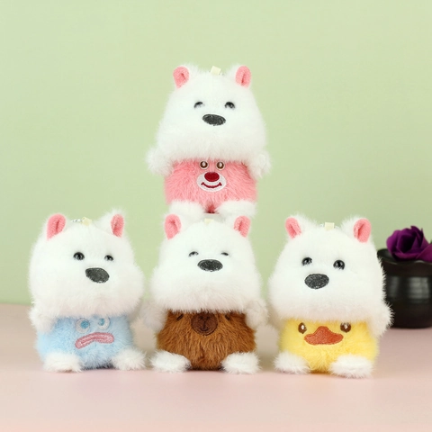 Süßer Welpe Plüsch Schlüsselanhänger Für Taschen Dekoration Weiche Gefüllte Tier Hund Puppe Spielzeug Mit Besticktem Ausdruck Geschenk Mädchen