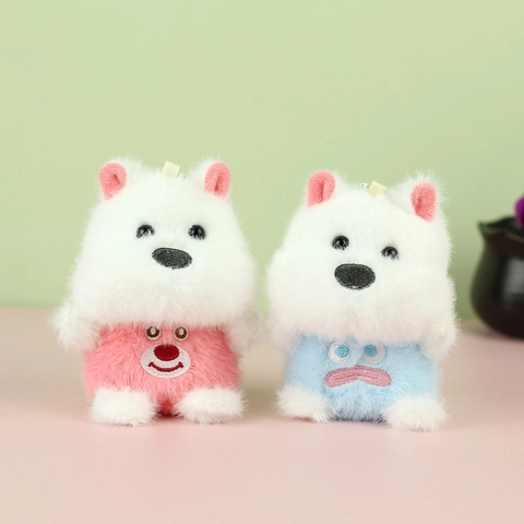 Süßer Welpe Plüsch Schlüsselanhänger Für Taschen Dekoration Weiche Gefüllte Tier Hund Puppe Spielzeug Mit Besticktem Ausdruck Geschenk Mädchen