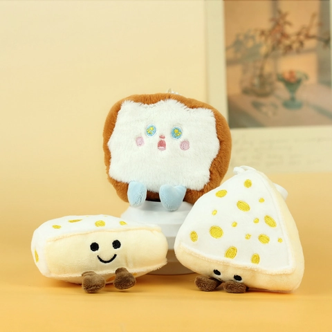 Schattig Brood Kaas Pluche Sleutelhanger Hanger Zacht Knuffeldier Tas Ornament Decoratieve Nieuwigheid Voor Kinderen Vrienden