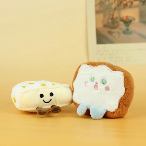 Schattig Brood Kaas Pluche Sleutelhanger Hanger Zacht Knuffeldier Tas Ornament Decoratieve Nieuwigheid Voor Kinderen Vrienden