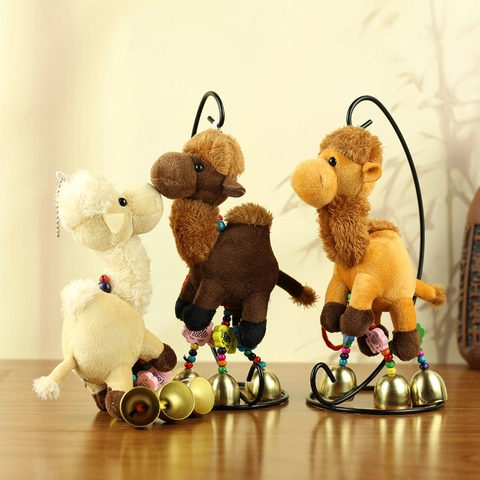 Pendentif En Peluche Chameau Jouet Avec Cloches En Métal Style Ethnique Poupée Animale Douce Pour Sac Porte-clés Décor