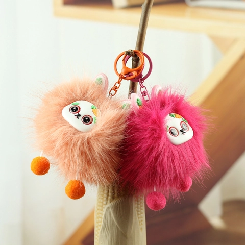 Porte-clés Monstre En Peluche Mignon Fausse Fourrure Grande Bouche Poupée De Dessin Animé Charme De Sac Pendentif Pour Femmes Filles Sac À Dos Sac À Main Décoration