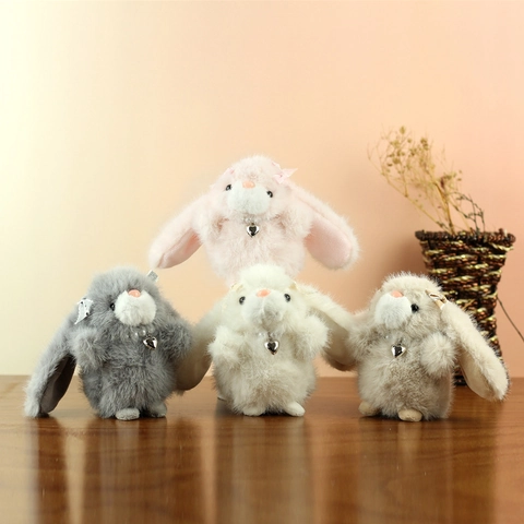 Cute Lop-eared Rabbit Plush Keychain With Heart Pendant Soft Stuffed Animal Toy Bag Hanging Ornament Gift For Women Girls