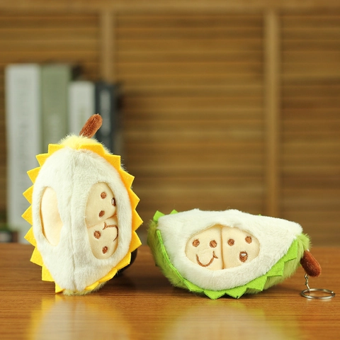 Süßer Cartoon Durian Plüsch Schlüsselanhänger Weiches Frucht Spielzeug Tasche Anhänger Geschenk Für Paare Damen Studenten Rucksack Zubehör